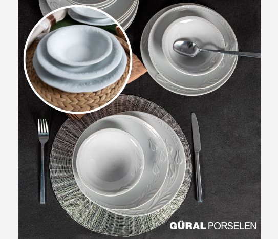 Bim 18 Parça Rölyefli Yemek Takımı